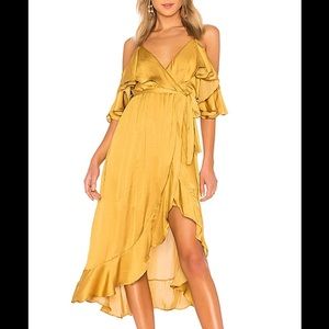 Bardot Bea Wrap Dress in Gold. Size Small.